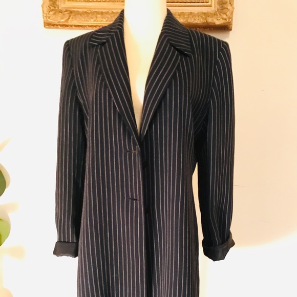 Mark and Spencer Blue & White Pinstripe Blazer - Picture 1 of 8